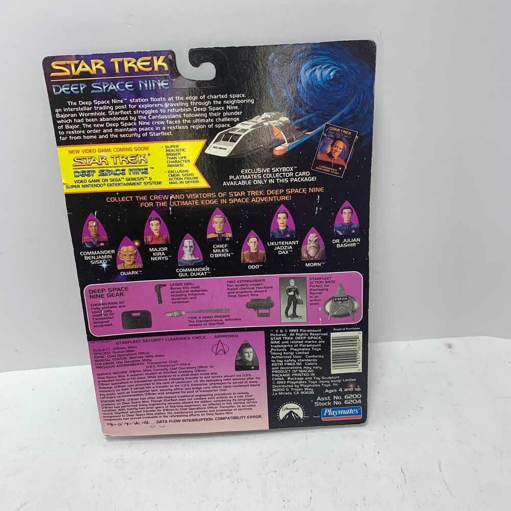 Chief Miles O'Brien Figure Star Trek Deep Space Nine Playmates 1993 6200  6204 - Picture 2 of 2